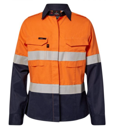 Picture of WOMENS HRC2 INHERENT HI VIS REFLECTIVE SHIRT WITH GUSSET SLEEVES AND FR REFLECTIVE TAPE